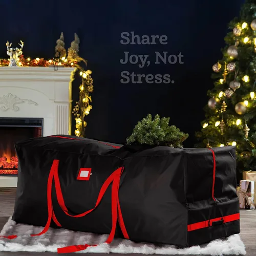 Miniatura 2 de ZOBER Bolsa de almacenamiento para árbol de Navidad con ruedas de tela Oxford 600D, se adapta a árboles artificiales de 7.5 pies, bolsa impermeable