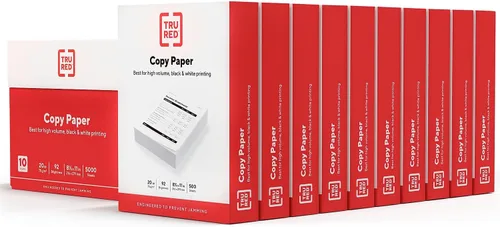 Staples TRU RED - Papel de copia e impresora, 8.5 x 11, 20 libras, brillo 92, 5,000 hojas/cartón, papel blanco tamaño carta para oficina, escuela y