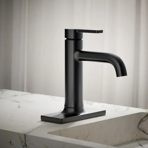 Miniatura 2 de KOHLER K-28126-4K-BL Venza - Grifo de lavabo de baño con mango único, instalación de 1 orificio con drenaje clicker, 1.0 GPM, negro mate Mate negro