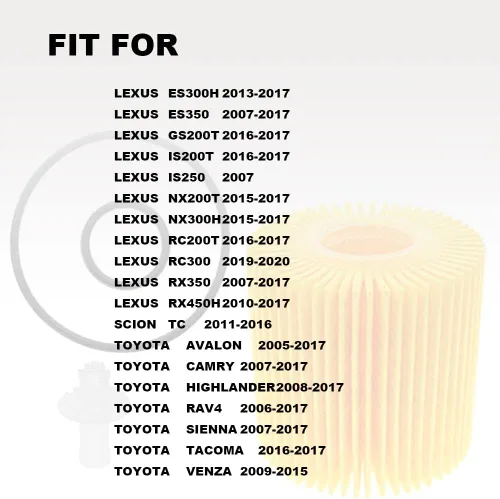 Miniatura 2 de Paquete de 6 filtros de aceite de motor compatibles con Toyota Avalon Camry Highlander RAV4 Tacoma Sienna y más reemplazan 04152-YZZA1,04152-31090