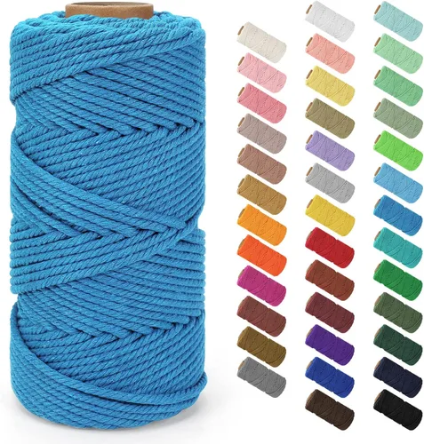 Miniatura 88 de Cordón de macramé de 0.079 in x 380 yardas (1140 pies), cuerda de algodón natural para colgar en la pared, ganchos de plantas, manualidades, Beige
