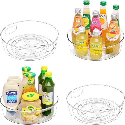 Miniatura 9 de GUZON Paquete de 4 Organizadores Lazy Susan, Mesa Giratoria Lazy Susan Transparente de 9 Pulgadas para Gabinete, Estante Giratorio de Especias
