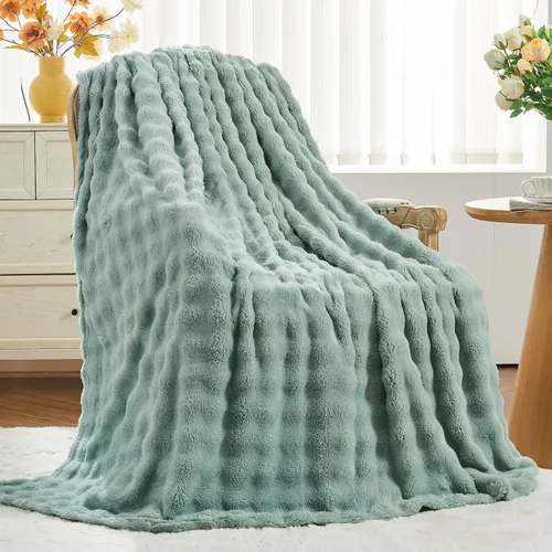 Miniatura 16 de NEWCOSPLAY Manta para Sofá Aqua Súper Suave de Franela Polar 3D Burbuja Ligera Manta de Cama para Uso en Todas las Estaciones (Aqua, Throw(50"x60"))