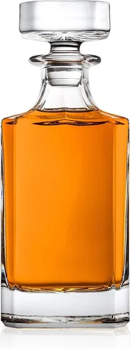 Miniatura 2 de Godinger Clarion - Decantador de whisky cuadrado con tapón de vidrio para vino, bourbon, brandy, licor, jugo, 25 onzas, perfecto para grabar