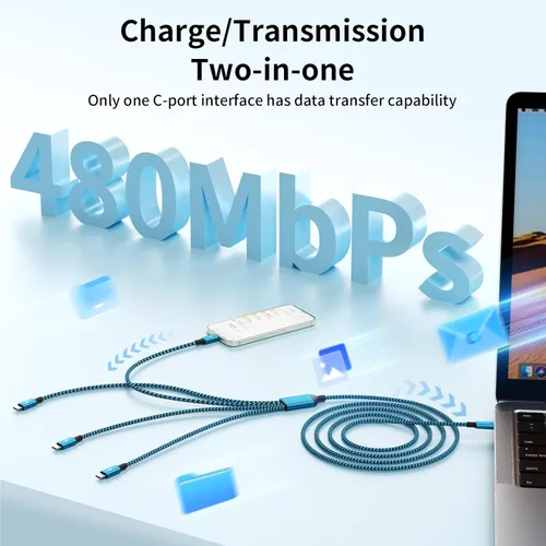 Miniatura 3 de Cable divisor USB C multi carga para múltiples dispositivos, cable de carga rápido 4 en 1, cable de carga de teléfono USB C trenzado con 4