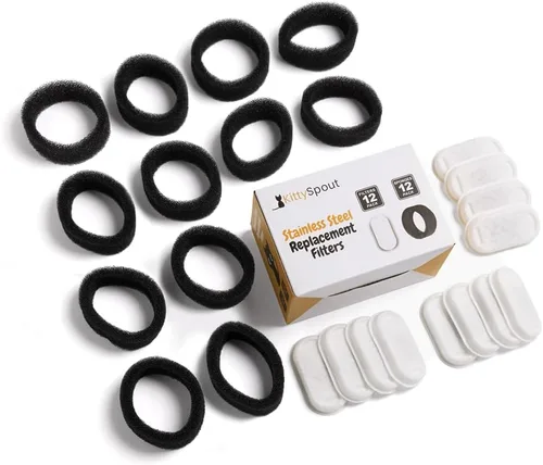 Miniatura 3 de Filtros de Fuente de Agua para Gatos KittySpout para 108oz/3.2L... (Suministro de 2 Meses: 4 Filtros y 4 Esponjas)