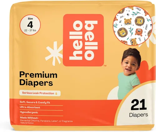 Miniatura 51 de Pañales Hello Bello, talla 4 (22-37 libras) Flower Child, 21 unidades de pañales desechables premium para bebé, hipoalergénicos con sensación suave
