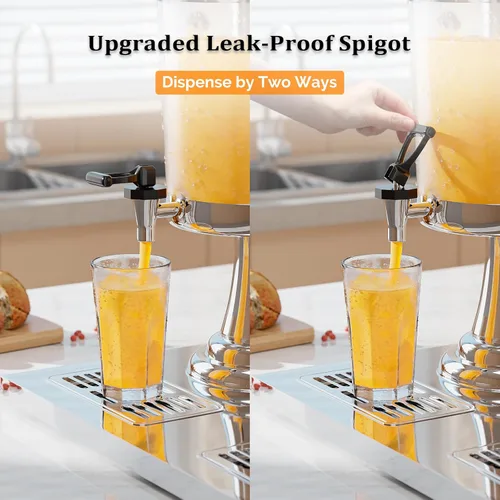 Miniatura 5 de ROVSUN Dispensador de bebidas de 4.4 galones/16.6L para fiestas, dispensador de bebidas con soporte, dispensador de bebidas de acero inoxidable