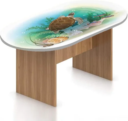 Miniatura 18 de XISUNYA Mantel ajustable ovalado de poliéster elástico, decoración del océano, mantel ajustable con estampado de playa y isla tropical, se adapta a