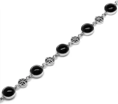 Miniatura 2 de Silvershake, piedras de cabujón creadas en plata de ley 925, nudo celta de 7 a 8.5 pulgadas, pulsera ajustable para mujer