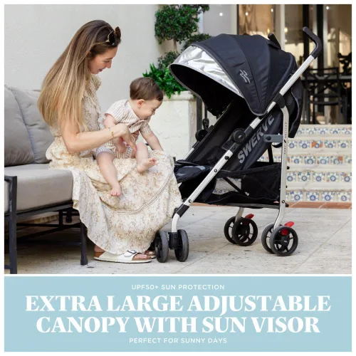 Miniatura 6 de Baby Delight Carriola Swerve Ligera para viajes y todos los días Reclinación multiposición Plegado compacto Almacenamiento extra Negro
