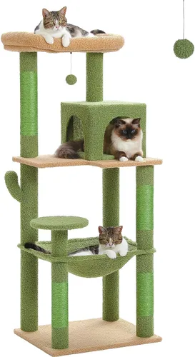 Miniatura 17 de MUTTROS Árbol para gatos de interior, torre para gatos de varios niveles de 44.5 pulgadas con hamaca grande de marco de metal, condominio para gatos