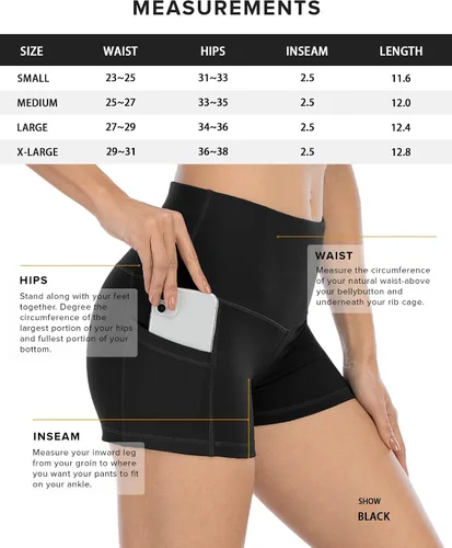 Miniatura 6 de CHRLEISURE Paquete de 4 pantalones cortos de yoga de elastano con bolsillos para mujer, pantalones cortos de entrenamiento de cintura alta