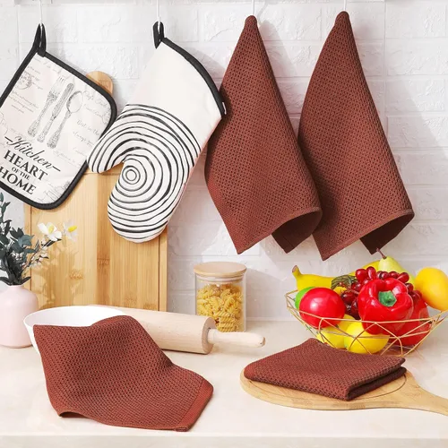 Miniatura 15 de Homaxy Trapos de cocina de 100% algodón, tejido de punto gofre, ultrasuaves, absorbentes y de secado rápido, 12 x 12 pulgadas, paquete de 6, blanco