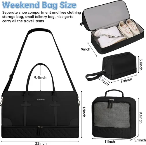 Miniatura 2 de ETRONIK Bolsa de fin de semana para mujer, Negro