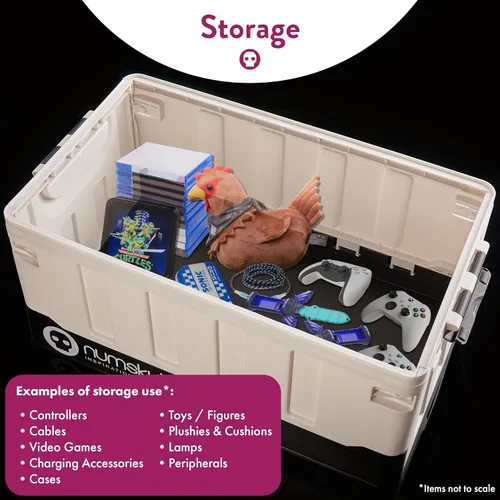 Miniatura 2 de Numskull Caja de almacenamiento de juguetes 2 en 1 inspirada en PS5 y silla plegable, organizador de accesorios para juegos con tapa y asas