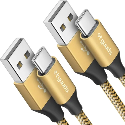 etguuds Cable USB a USB C de 2 pies, paquete de 2 cables de carga USB A a tipo C de carga rápida para Samsung Galaxy A17 A16 A15 A26 A36 A56, S25