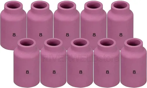 RIVERWELD TIG - Boquillas de alúmina con lente de gas y vasos de cerámica de gran diámetro 54N14 8 # 1/2 pulgadas 0.492 in para DB PTA SR WP 17 18