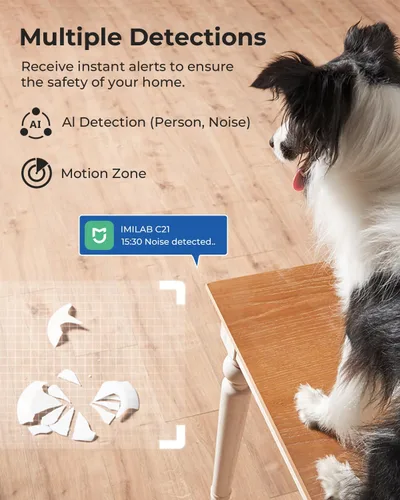 Miniatura 5 de IMILAB C21 Paquete de 2 Cámaras de Seguridad de 2.5K para Interiores, Cámara de Habitación con Vista de 360°, Cámara para Mascotas con Aplicación