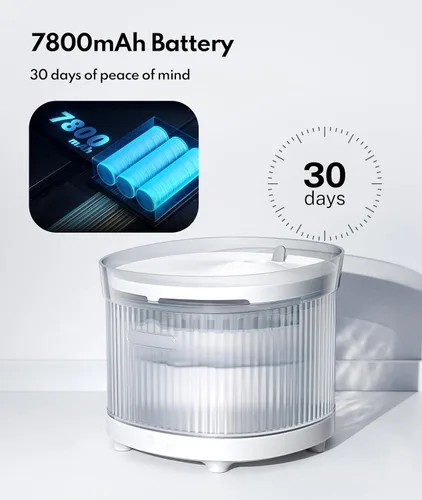 Miniatura 5 de Homerunpet Fuente de agua inalámbrica para gatos, batería de 7800 mAh, tiempo de funcionamiento de 30 días, diseño desmontable fácil de limpiar