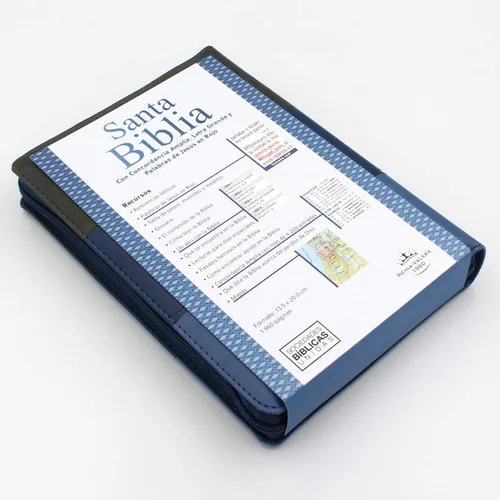 Miniatura 8 de Biblia RVR60 - Concordancia Amplia, Letra Grande, palabras de Jesus en Rojo, ziper, indice, tapa en imitacion cuero triotone azul y canto plateado