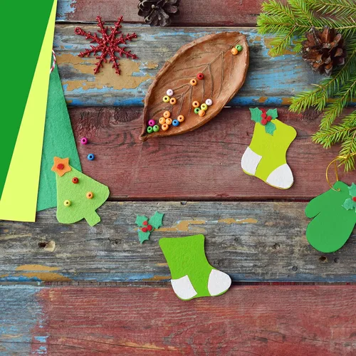 Miniatura 5 de Boao 16 hojas de tela de fieltro verde navideño de 8 x 12 pulgadas, hojas de palma, suaves, no tejidas, telas de colores surtidos, cuadrados
