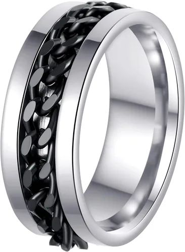 Miniatura 98 de Anillos giratorios para la ansiedad para hombre, anillos clásicos de cadena para mujeres y adultos, anillo de acero de titanio