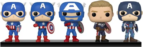 Funko Pop Marvel: Year of The Shield - Capitán América a través de las edades 5 unidades - Personajes estándar de Disney - Exclusivo de Amazon -