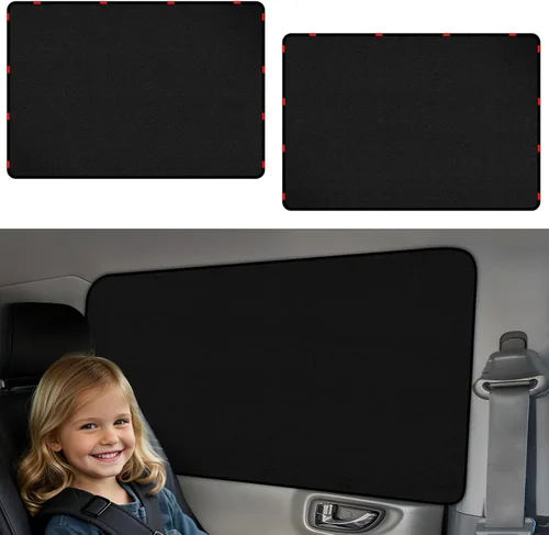 Miniatura 18 de ZATOOTO Cortinas para ventana de automóvil, 2 fundas de protección lateral de seda negra para la parte trasera, parasol magnético de privacidad que