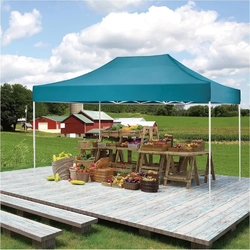 AMERICAN PHOENIX Toldo desplegable de 10 x 15 pies, fácil de instalar al instante para fiestas al aire libre (verde azulado, 10 x 15 pies (marco