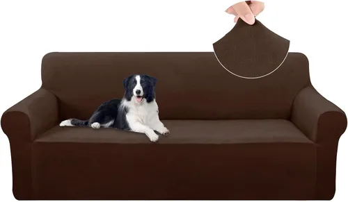 Miniatura 25 de U-NICE HOME Fundas de terciopelo para sofá, fundas elásticas para sofá de 3 cojines, protector de muebles (XL, grande, beige)
