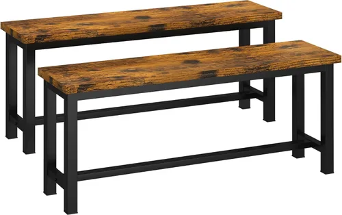 Miniatura 10 de AWQM Banco de mesa, par de 2, banco de comedor, marco de acero grueso, banco de madera, estilo industrial, para cocina y comedor, 12 pulgadas