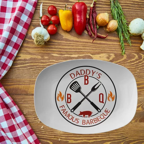 Miniatura 5 de Plato personalizado para servir con nombre de papá en la barbacoa, plato con nombres personalizados para jardín, barbacoa, reunión familiar, nombres