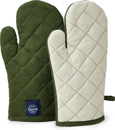 Miniatura 13 de Encasa XO Guantes de algodón resistentes al calor (juego de 2 piezas) – Acolchado y seguro 12 x 6.6 pulgadas – para cocina, cocinar y hornear, asar