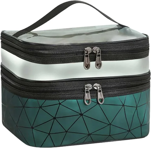 Miniatura 11 de Estuche de viaje de maquillaje de leopardo Bolsas de maquillaje de doble capa Estuches cosméticos de viaje Maquillaje Organizador Bolsas de aseo