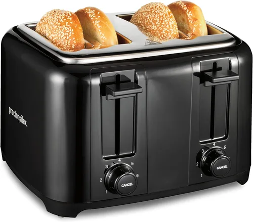 Miniatura 2 de Proctor Silex Tostadora de 4 rebanadas con ranuras extra anchas, color negro (24215PS) y Elite Gourmet EKT1001 hervidor eléctrico de vidrio sin BPA