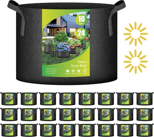 Miniatura 11 de iPower Paquete de 12 bolsas de cultivo de 1 galón, macetas de tela no tejida de aireación gruesa resistente con asas de nailon y 12 etiquetas