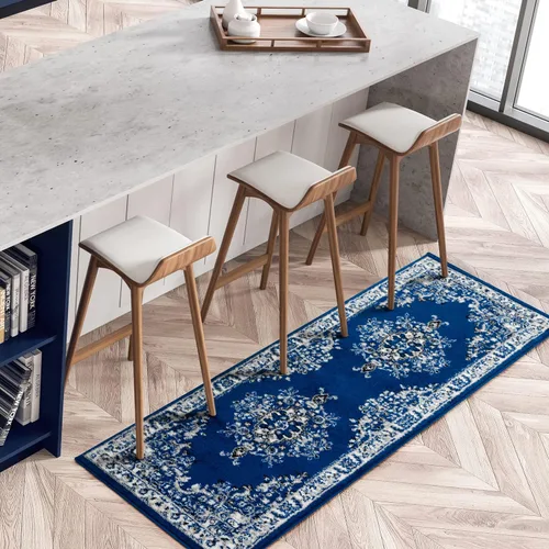 Miniatura 15 de Antep Rugs - Alfombra oriental tradicional de 2 x 3 con medallón para interiores Siesta (azul marino, 2 pies x 3 pies)