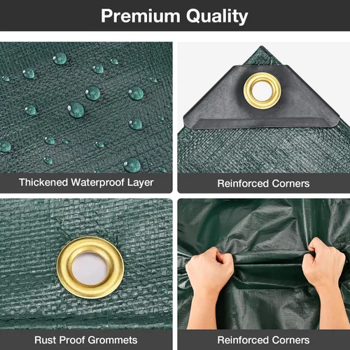 Miniatura 2 de Pattiumo Lona impermeable de 8 x 10 pies y 14 mil de lona resistente multiusos, cubierta protectora impermeable, resistente a los rayos UV, todo