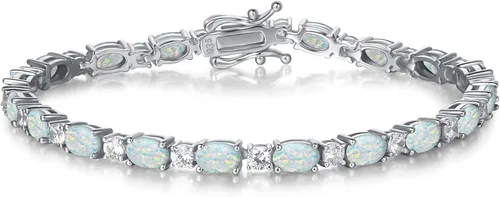 FANCIME Birthstone Bracelets Sterling Silver Tennis Bracelets Charm Fine Jewelry Birthday Mothers Day Jewelry Gifts for Women Mom Daughter 7"