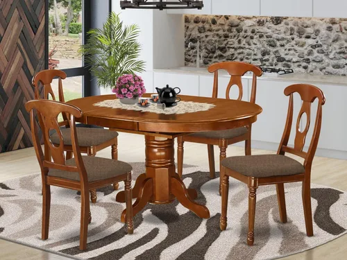 Miniatura 2 de East West Furniture AVNA5-SBR-C - Juego de mesa de comedor de 5 piezas para 4 personas, incluye una mesa de cocina ovalada con hojas de mariposa y 4