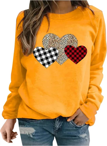 Miniatura 96 de Sudadera de manga larga con estampado de leopardo y corazón para mujer, para el día de San Valentín, sin botones, para niñas, regalos