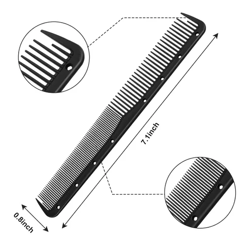 Miniatura 2 de Leinuosen Peine de corte fino de carbono para peluquería de salón, peine de peluquería resistente al calor (negro)