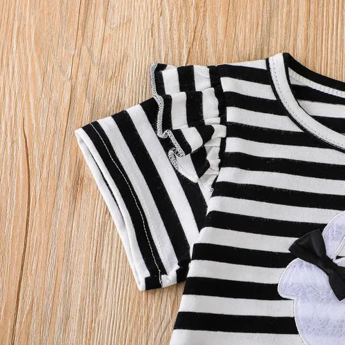 Miniatura 3 de AIMAOMI Toddler Girls Easter Outfits Rabbit Printed Striped T-shirt Tops Suspenders Skirts Girl Spring Outfit