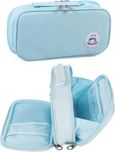Estuche para lápices, bolsa con asa grande, organizador de escritorio de gran capacidad, caja de marcadores de almacenamiento, maquillaje