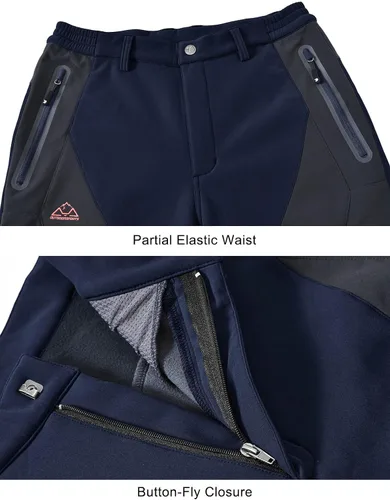 Miniatura 4 de TBMPOY Pantalones de senderismo para hombre, impermeables, con forro polar, para nieve, esquí, con aislamiento y bolsillos con cremallera