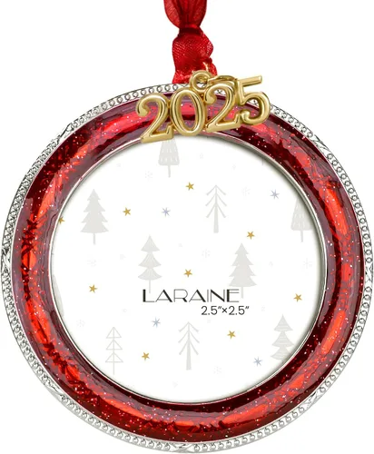Miniatura 10 de Adornos de árbol de Navidad Laraine – Juego de 3 piezas colgantes decorativos, regalo de recuerdo navideño 2025, colgante con inserto de marco