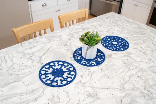 Miniatura 6 de GASARÉ, Salvamanteles de silicona extra grandes, gruesos, de 10 pulgadas para platos calientes, ollas y sartenes, almohadillas calientes para Azul