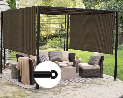Patio Paradise Cubierta de Repuesto para Toldo de Pérgola de 7' x 25', Tela de Sombra con Ojales y Varillas con Peso, Pantalla de Sombra Solar para