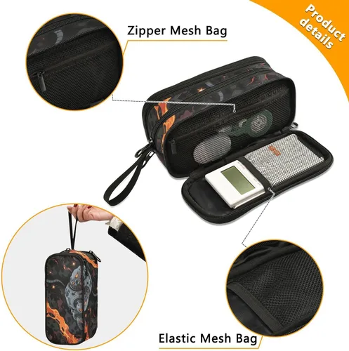 Miniatura 2 de Nylon Niñas Lápiz Bolsa Metal Máquina Fuego Negro Oscuro Gran Capacidad Arte Lápiz Estuche Escuela Papelería para la Escuela Secundaria Adolescente